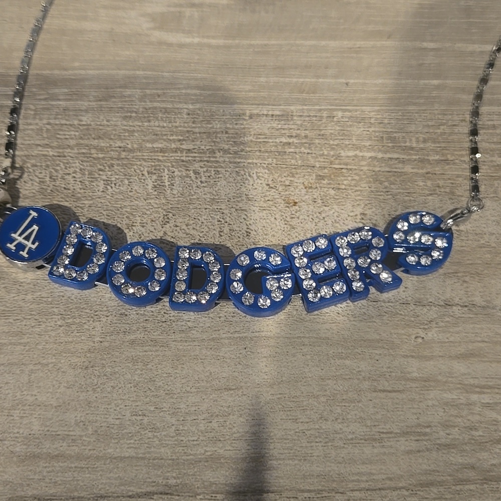 Blue Dodgers Necklace With Bling - Picture 5 of 5